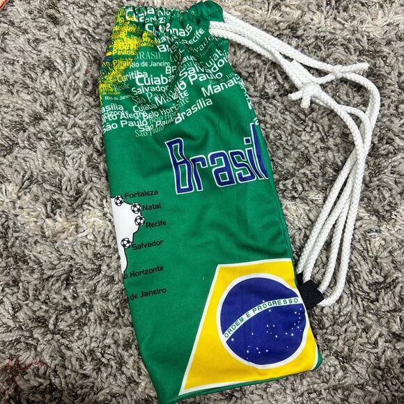 Brasil Green Backpack Cinch Bag Adult Boys Soccer Team Brazil Flag Drawstring - Picture 3 of 7